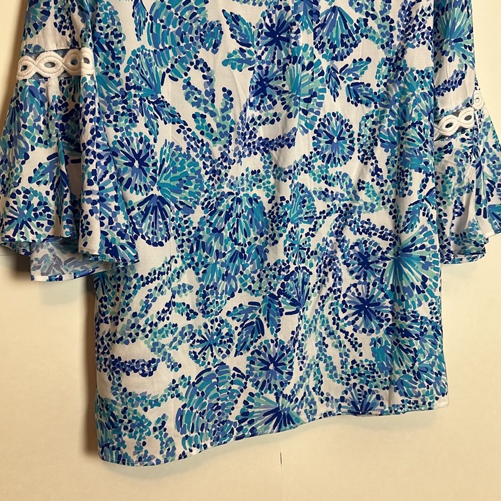 Lilly Pulitzer Hollie Tunic Turquoise Oasis Shell Me You Love Me Size Medium - Picture 8 of 16